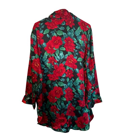 Victoria’s Secret Shirt Women’s Size L Red Gold Label Vintage Polyester Floral - Picture 5 of 6